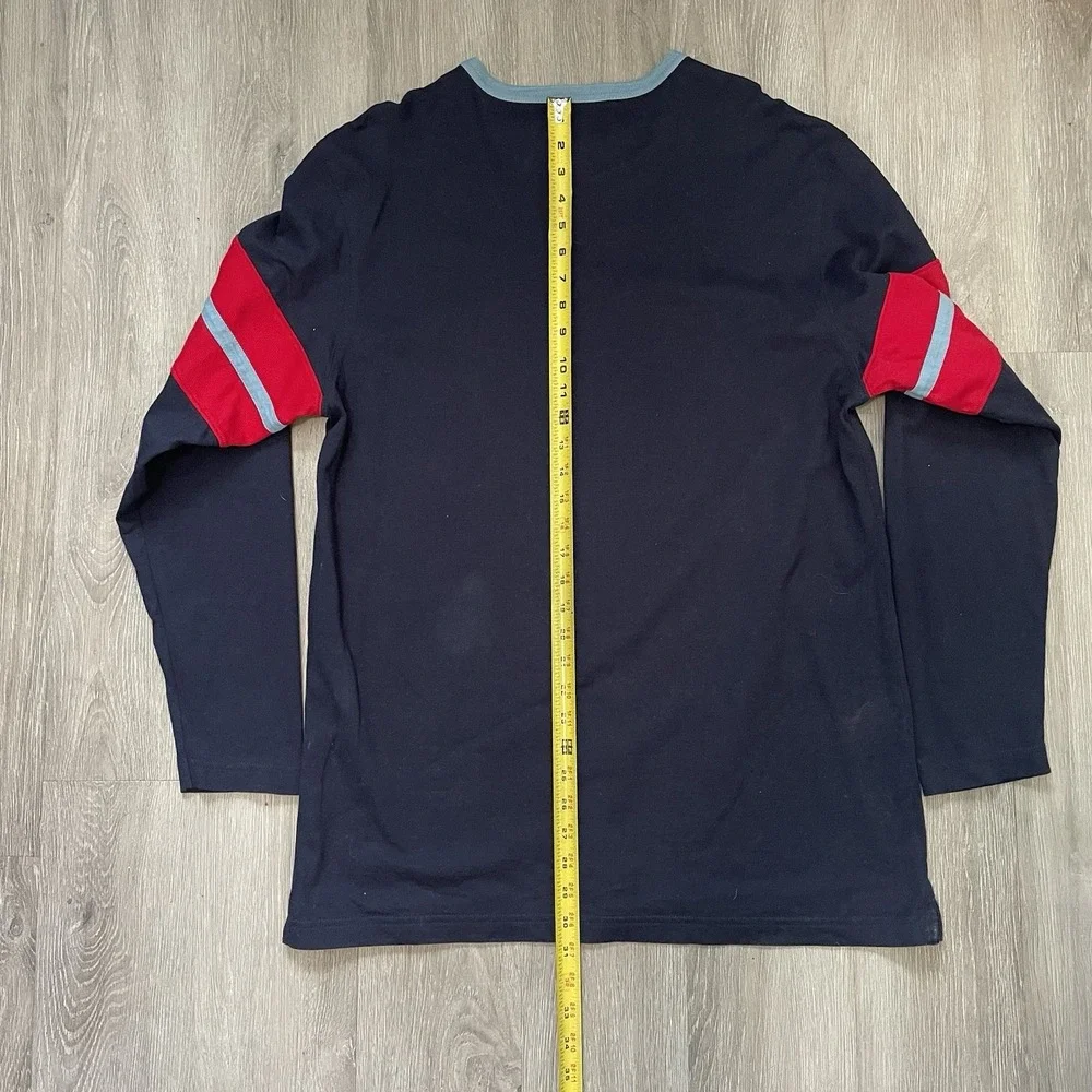 Vtg Chaps Ralph Lauren Shirt Mens L  Stripe Long Sleeve Rugby Navy Red Blue